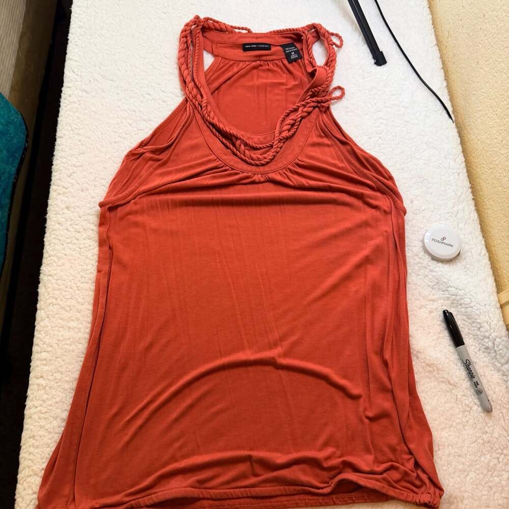 New York & Company Tank Top Size M Orange Braided